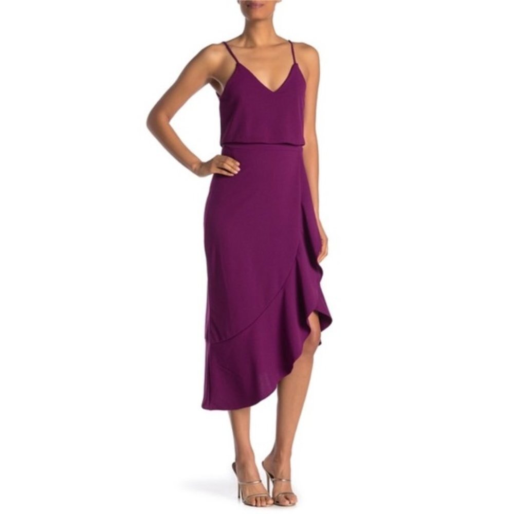 Vanity Room Ruffle Midi Dress – Purple Asymmetrical Nordstrom – Size XS​​